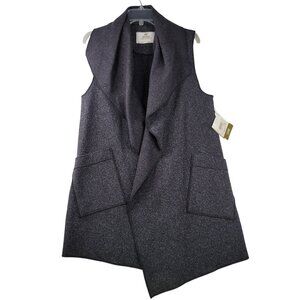 Janska Oversized Sleeveless Fold Collar Vest Small Coal Gray Acrylic Blend USA
